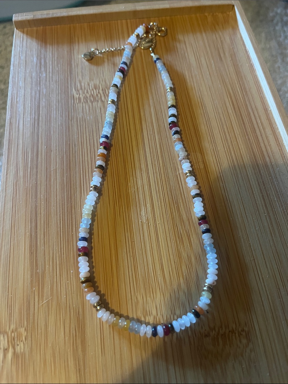 Aerie Multicolor Beaded Necklace - White & Gold Accent